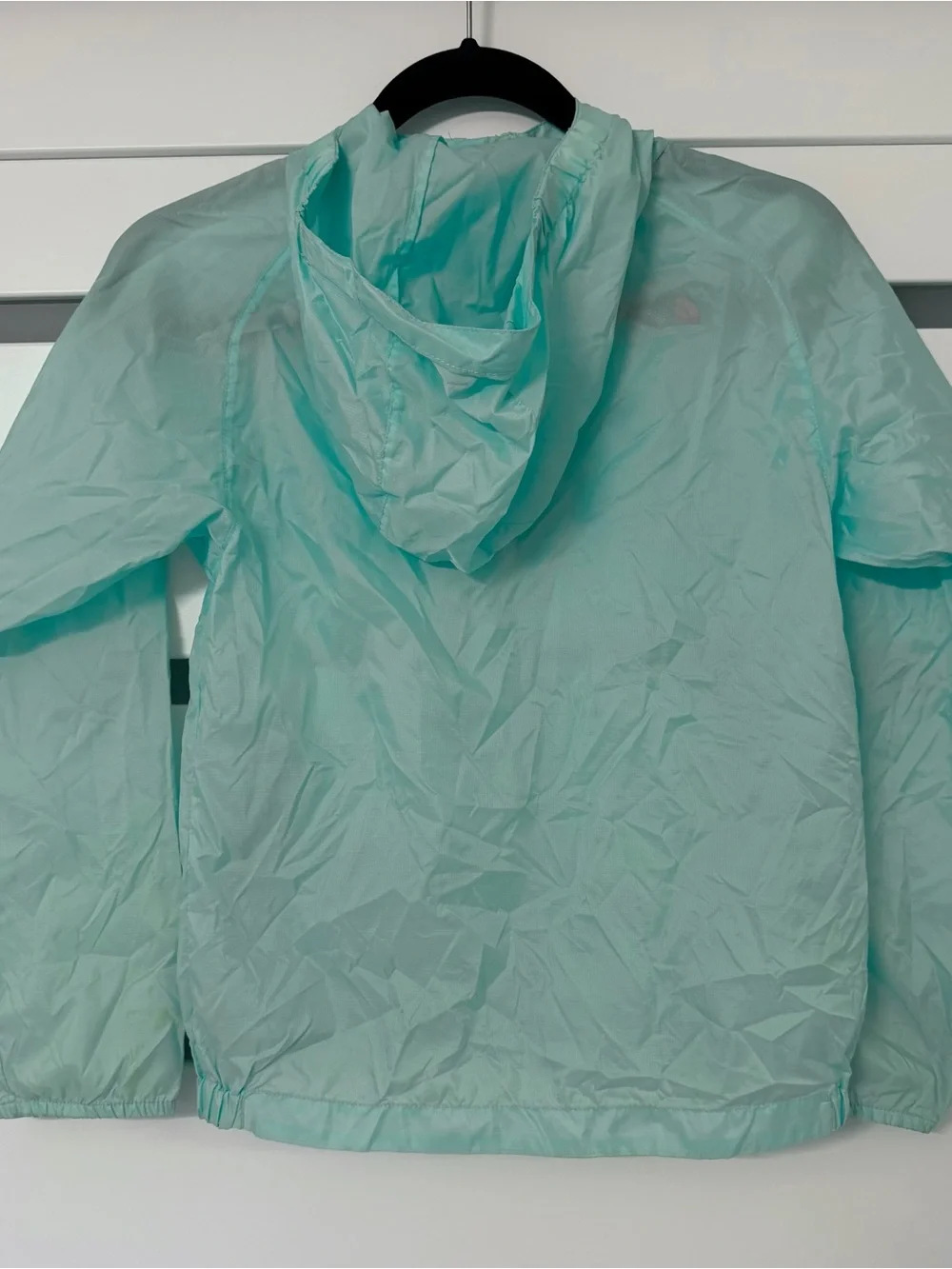 The North Face Girls' Mint Green Packable Hooded Rain Jacket